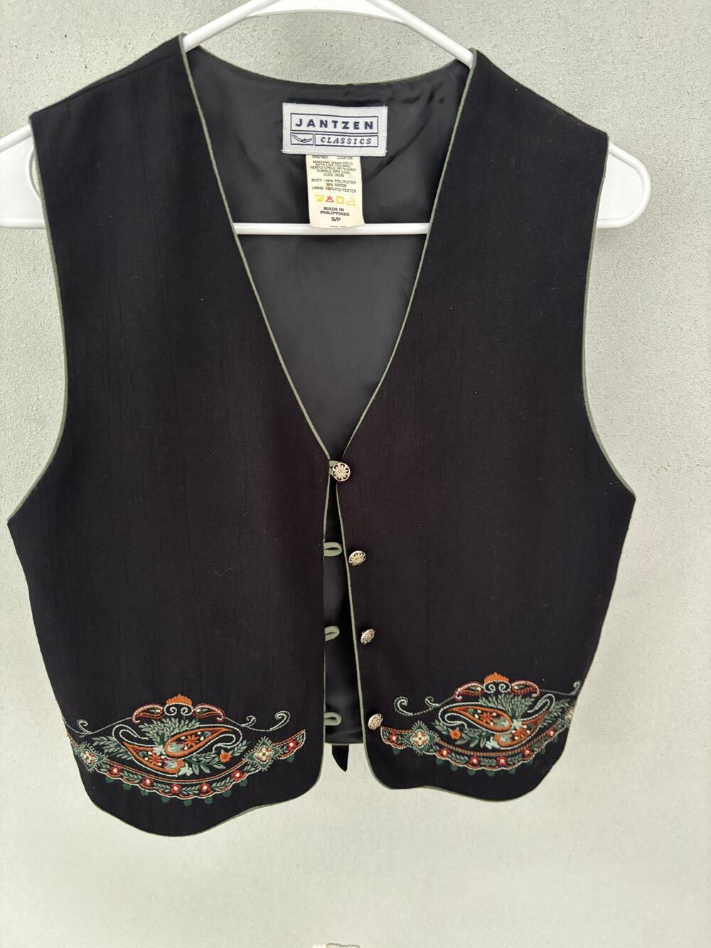 Vintage Western Black Vest with Embroidery Retro 90's Whismygoth